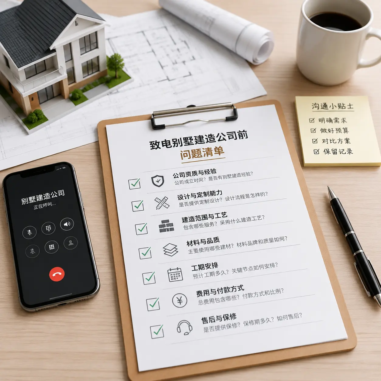 在湄潭拨打别墅建造公司电话前的准备工作
